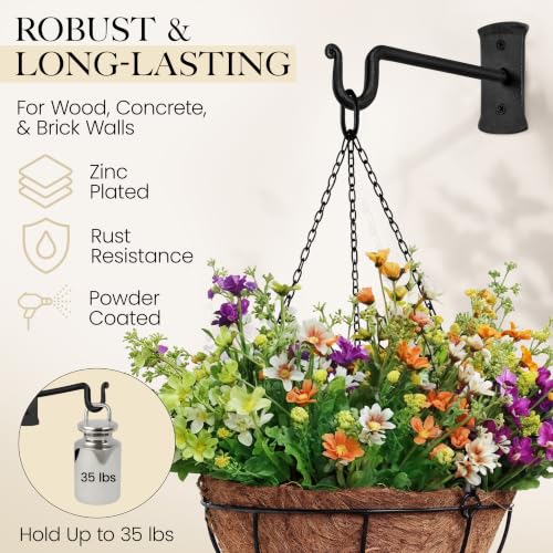 Plant Hangers Outdoor or Indoor Heavy Duty Wall Bracket Hooks (2 Count)