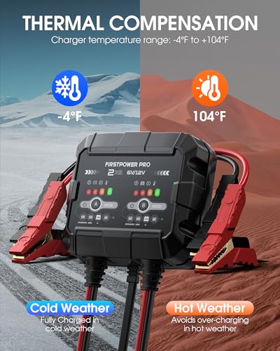 2-Bank, 4A (2A/Bank) Trickle Charger for Car Battery, 12V 6V Car Battery Charger, Automotive Battery Trickle Charger, Maintainer, for Motorcycle Lawn Mower AGM, Lithium Batteries - 1PC