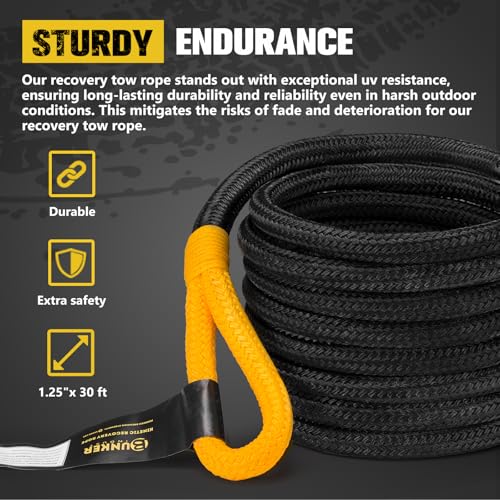 1.25"×30ft Kinetic Recovery Rope with 2 Soft Shackle Kit (30 Foot)