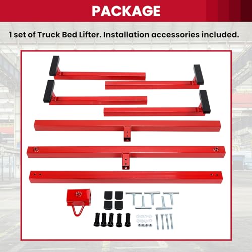 Truck Bed Lifter Box Lift for Lift Truck Beds Universal Adjustable Red Steel Powder Coated 800LB Capacity