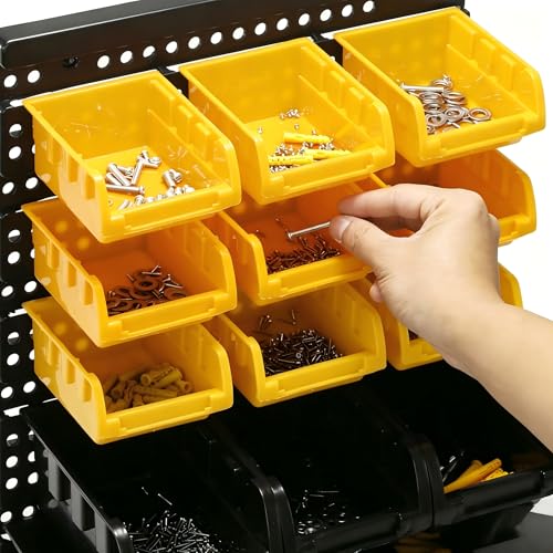Wall Mounted Storage Bins Parts Rack 4 Colors Bin Organizer Garage Plastic Shop Tool