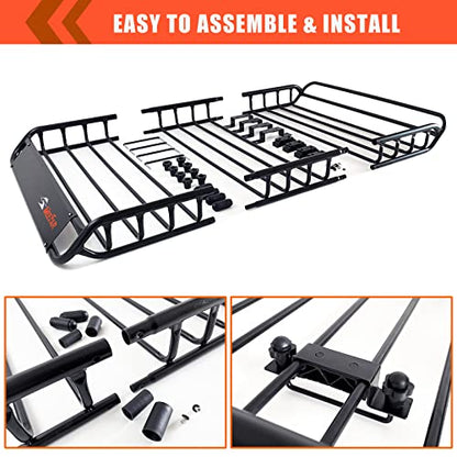 Roof Rack Rooftop Cargo Carrier Basket 51"*36"*5"+Waterproof Bag 15 Cu.Ft