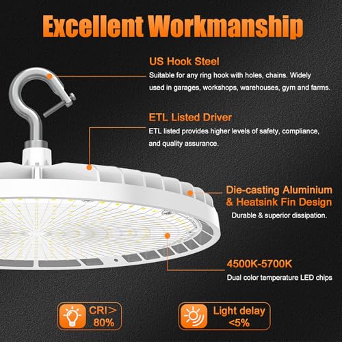 10 Pack LED High Bay Light 150W 120W 90W Adjustable