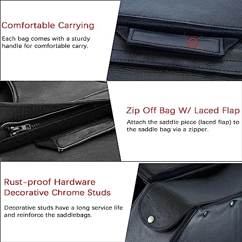 Naked Cowhide Leather Motorcycle Saddle Bags Throw Over Saddlebags (2 Count)