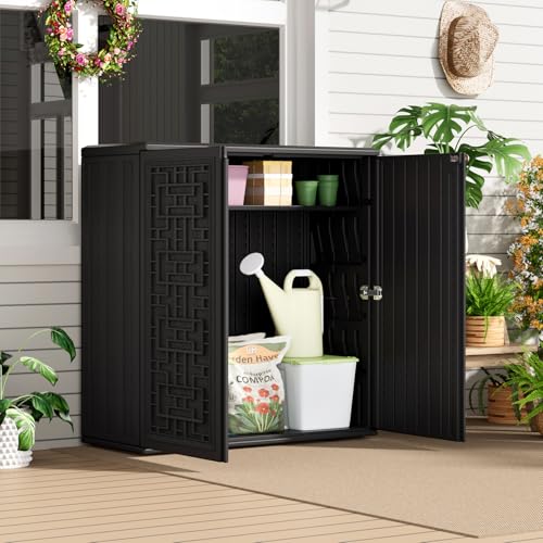 Indoor Outdoor Storage Cabinet with Doors and Shelf