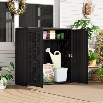 Indoor Outdoor Storage Cabinet with Doors and Shelf