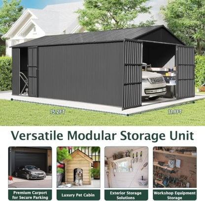 Domi 12'x15' Outdoor Metal Garage Shed