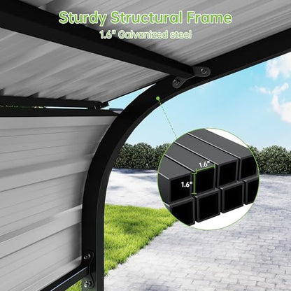 10x15 FT Updated Galvanized Steel Roof Metal Carport