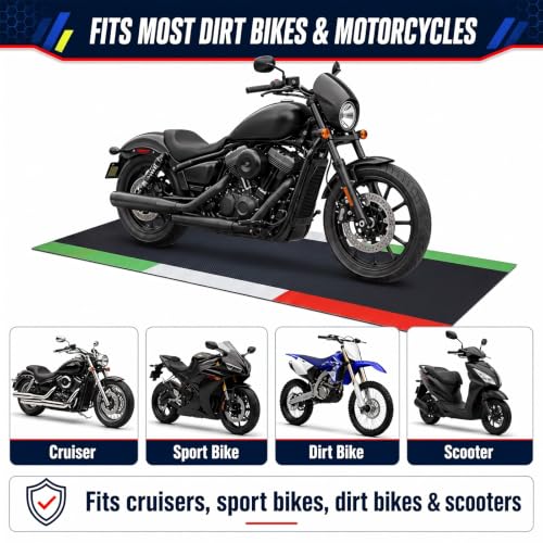 Motorcycle Mat Garage Floor Rug Washable Parking Mats for Garage Floors Non Slip Oil Absorbent Pad Rubber Backing Layer Protects Floor