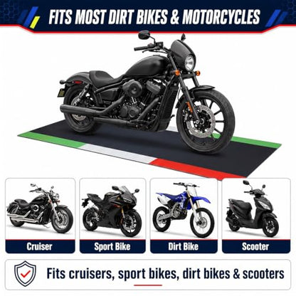 Motorcycle Mat Garage Floor Rug Washable Parking Mats for Garage Floors Non Slip Oil Absorbent Pad Rubber Backing Layer Protects Floor