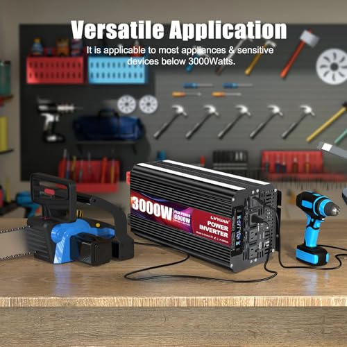 3000 Watt Power Inverter 12V to 110V 120V DC to AC with 4 AC Outlets