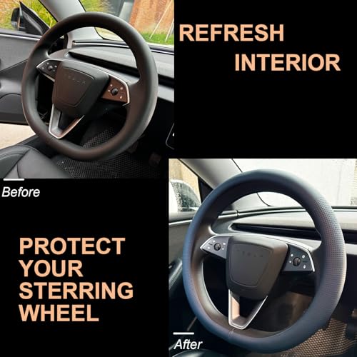 Nappa Leather Steering Wheel Cover for Tesla Model Y