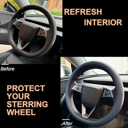 Nappa Leather Steering Wheel Cover for Tesla Model Y