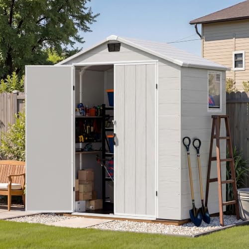 6X4 FT Plastic Outdoor Storage Shed with Floor