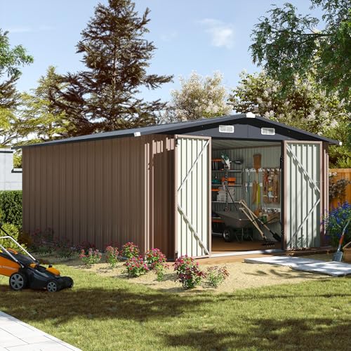 10 x 12FT Outdoor Storage Shed with Double Hinged Large Door