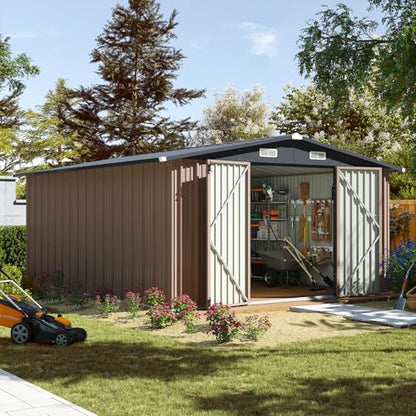 10 x 12FT Outdoor Storage Shed with Double Hinged Large Door