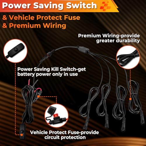 20 Pods Pure White LED Rock Lights Kit with Switch Wiring Harness (20 Count)