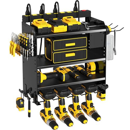 Power Tool Organizer Wall Mount with Charging Station & 8 Outlet