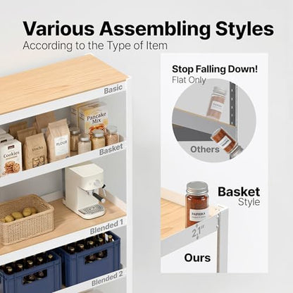 House White 36.2" W 5 Tier Storage Shelves Garage Shelving Unit