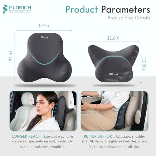 Car Lumbar Support Pillow and Neck Headrest Pillow for Office Chair