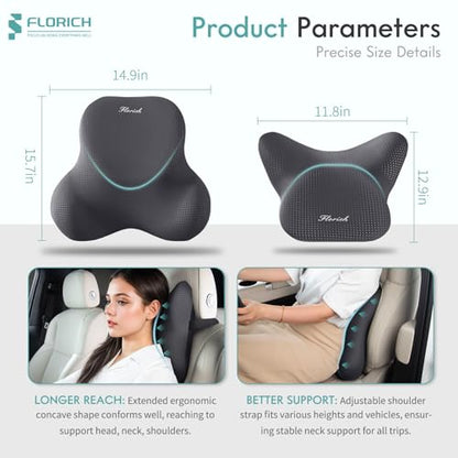 Car Lumbar Support Pillow and Neck Headrest Pillow for Office Chair