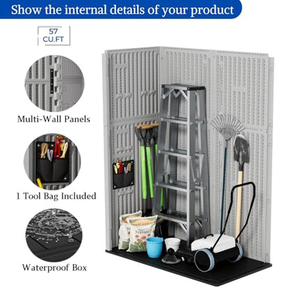 57 Cu.ft Outdoor Storage Cabinet with One Tool Kit