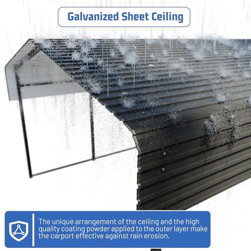Metal Carport 13 * 20 FT Heavy Duty Carport Canopy with Galvanized Steel Roof Multi