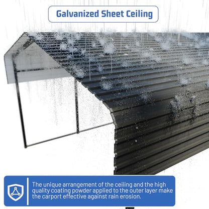 Metal Carport 13 * 20 FT Heavy Duty Carport Canopy with Galvanized Steel Roof Multi