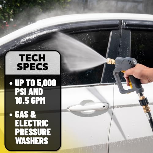 Snubby Short Pressure Washer Gun with Foam Cannon Attachment