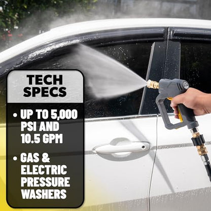 Snubby Short Pressure Washer Gun with Foam Cannon Attachment
