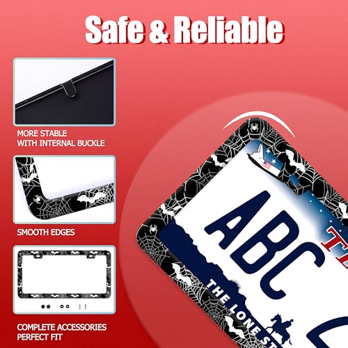 Bat Spider Web Gothic Stainless Steel License Plate Frame for US Cars Decor
