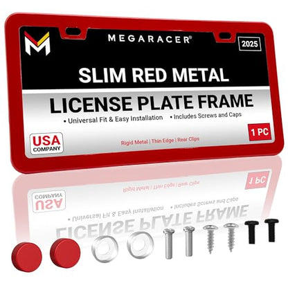 Premium Slim Gloss Red License Plate Frame
