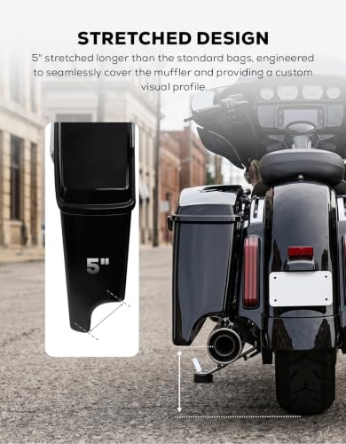 Motorcycle 5" Stretched Saddlebags Fit For Harley Touring 2014 (2 Count)