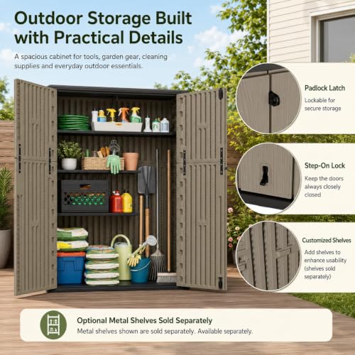 47 Cu.Ft Vertical Outdoor Storage Shed with Reinforced Floor