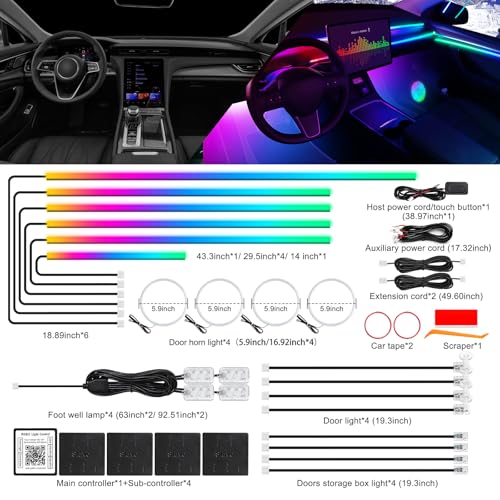 Dreamcolor Acrylic Interior Car LED Strip Light with Wireless APP