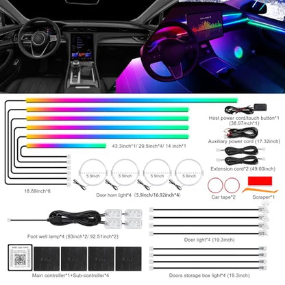 Dreamcolor Acrylic Interior Car LED Strip Light with Wireless APP