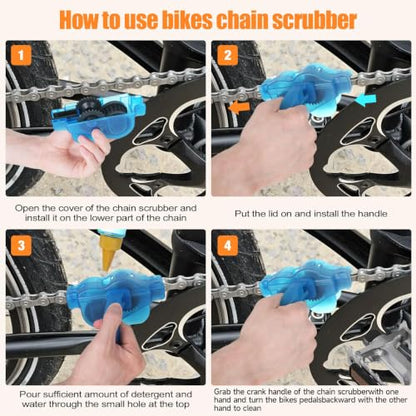 Bike Cleaning Kit Including Bicycle Chain Scrubber