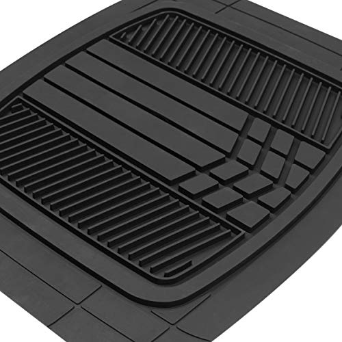 Beige Heavy Duty Front & Rear Rubber Floor Mats Universal Liners for Car SUV Van & Truck