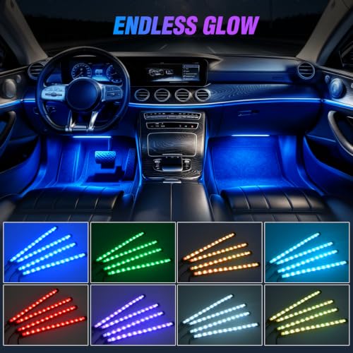 4PCS Car Interior Lights RGB Remote Control