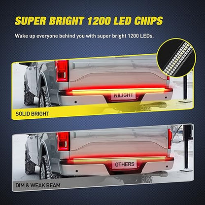 Truck Tailgate Light Strip 60" Aluminum FrameTriple Row Light Bar 1200 LED w