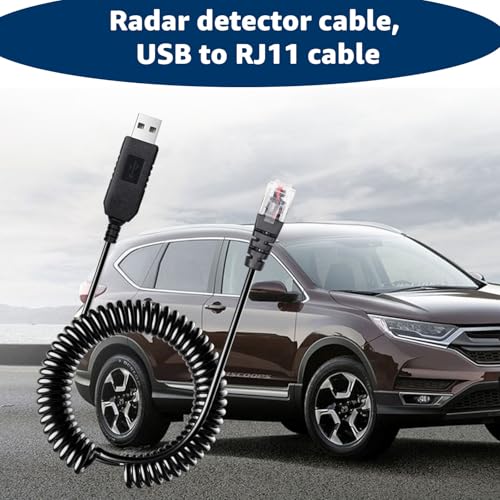 Universal Coiled USB to RJ11 power cable for Escort Uniden Radar Detectors