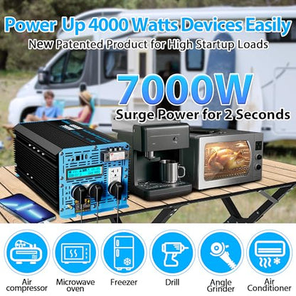 4000W Pure Sine Wave Power Inverter 12V to 120V AC