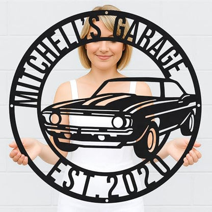 Custom Garage Workshop Metal Sign Personalized Tool Name Wall Art for Car Truck Mechanic Shop Decor Durable Steel Sign for Dad Husband Men’s Auto Workspace or Fence