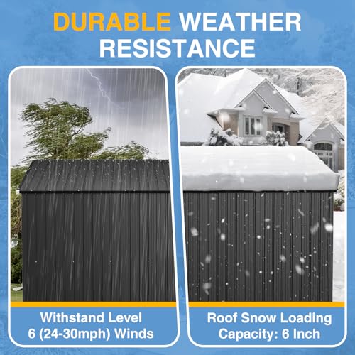 8'x12' Outdoor Lean to Storage Shed with Triple Doors Utility Galvanized Steel Sheds for Vertical Storage