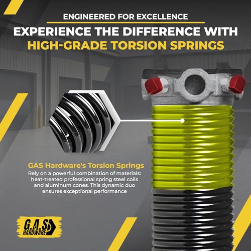 Garage Door Torsion Spring 207x2x25 Torsion Springs for Right Side of Garage Door with 1" Steel Bearing