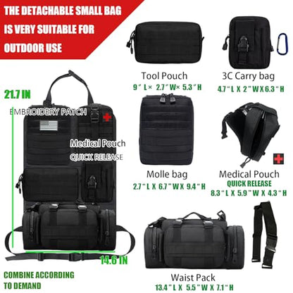 7 PACK Tactical Seat back organizer Truck organizer With 6 Detachable Pouches Universal For Car Truck Ford Jeep Military