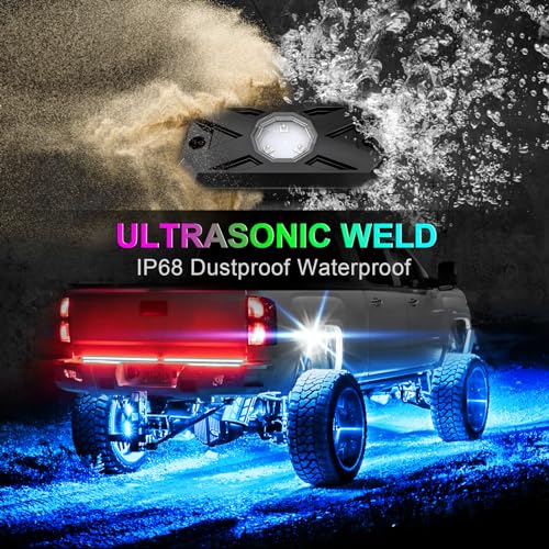 10 Pods LED Rock Lights for Trucks with APP (10 Count)