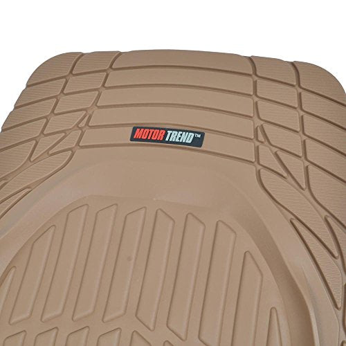 Beige Heavy Duty Front & Rear Rubber Floor Mats Universal Liners for Car SUV Van & Truck