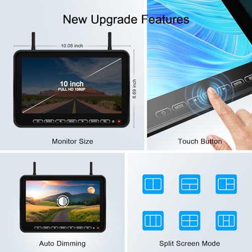 1080P 10" Wireless RV Backup Camera System for Furrion Pre