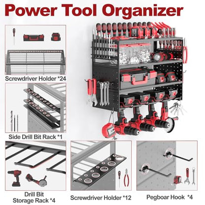16" Metal Power Tool Organizer Wall Mount